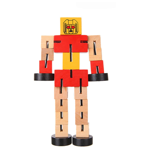 Деревянная игрушка робот-трансформер красный кошечка игрушка трансформер кукла деревянная