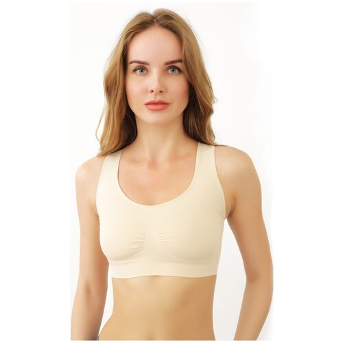 фото Бюстгальтер топ intimidea bra sport, бретели борцовка, размер 5-xxl, бежевый