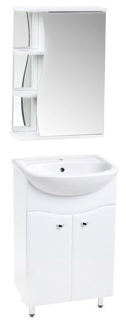 Комплект мебели: для ванной комнаты "Тура 50": тумба + раковина + зеркало-шкаф