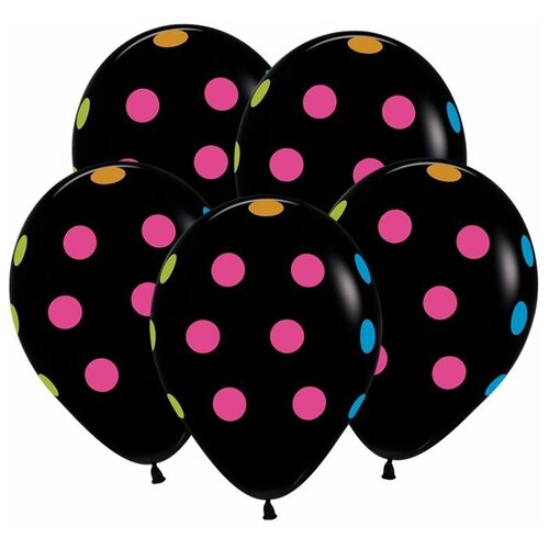 фото Набор воздушных шаров "большие кружки разноцветные неон" (горох) содержит шары черного цвета sempertex