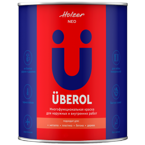 Краска акриловая Holzer Uberol полуматовая бесцветный 0.9 л