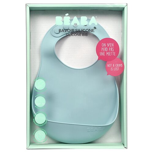 фото Beaba детский нагрудник силиконовый bavoir silicone, airy green/франция