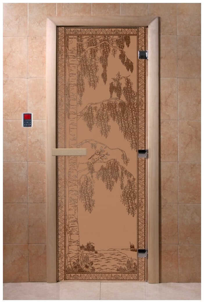 Дверь для бани Березка бронза матовая. 1900х700 мм