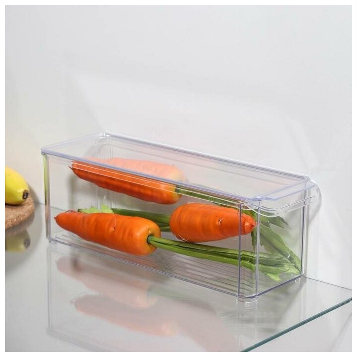 Контейнер для холодильника с крышкой IDEA 10х30х10 см цвет прозрачный