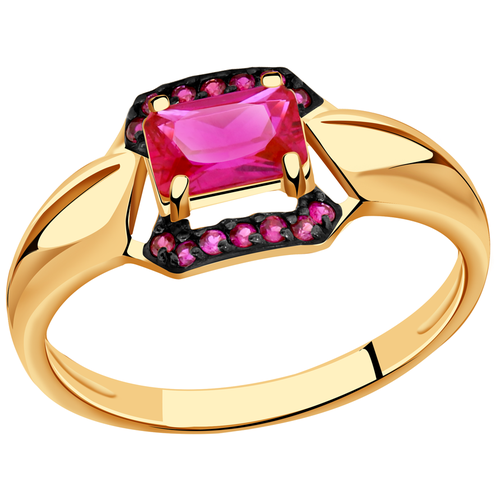 фото Кольцо александра, золото, 585 проба, корунд, фианит, размер 16.5, розовый diamant online