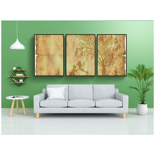 фото Набор модулных постеров для интерьера "пергамент, бумага, дерево" 60x90 см. в тубусе, без рамки lotsprints