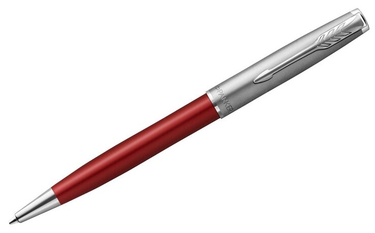 Ручка шариковая автоматическая Parker "Sonnet Sand Blasted Metal&Red Lacquer", черная, 1,0мм, корпус красный, футляр