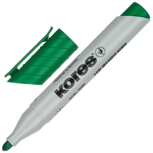 Маркер для флипчартов по бумаге (флипчарт) KORES XF1 зеленый 21305