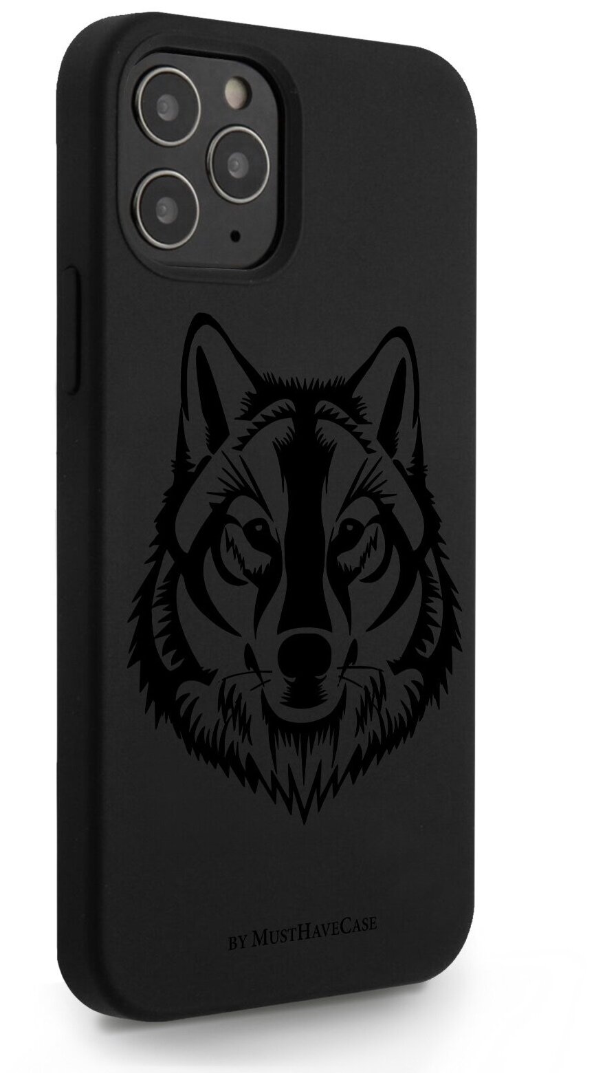 Черный силиконовый чехол MustHaveCase для iPhone 12/12 Pro Волк для Айфон 12/12 Про
