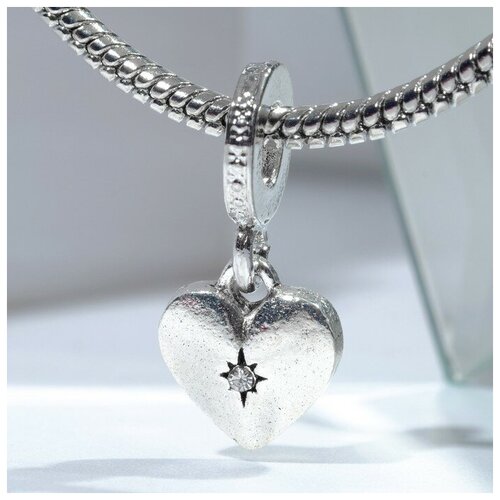 фото Подвеска медальон сердце, цвет белый в серебре 5 шт китай