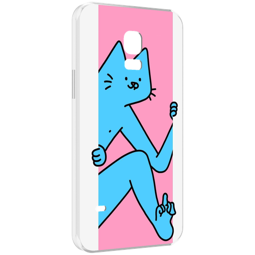 чехол mypads кот и мышь для samsung galaxy s5 mini задняя панель накладка бампер Чехол MyPads голубой кот в дверце для Samsung Galaxy S5 mini задняя-панель-накладка-бампер
