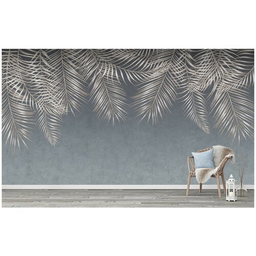 N00605 Фотообои Флизелиновые с виниловым покрытием 3Д Пальмовые листья 500х270 см 11500₽