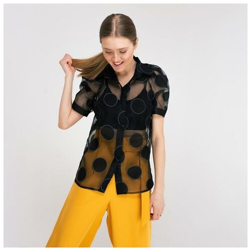 фото Рубашка женская minaku: green trend цвет чёрный, р-р 42