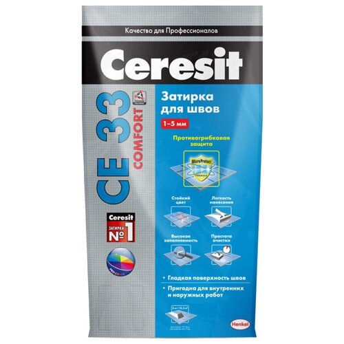 Затирка Ceresit CE 33 Comfort, 5 кг, серый затирка ceresit ce 33 comfort 01 белая 5 кг