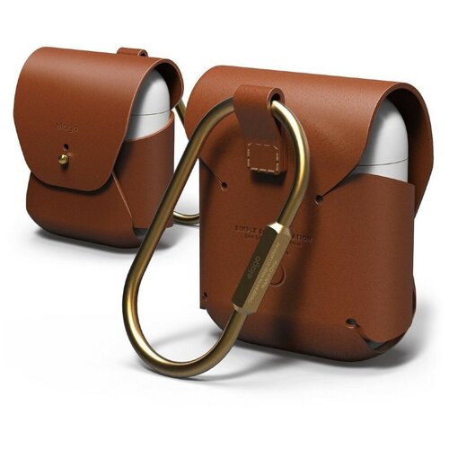 фото Кожаный чехол elago airpods genuine leather сase для airpods, цвет коричневый (eaple-br)