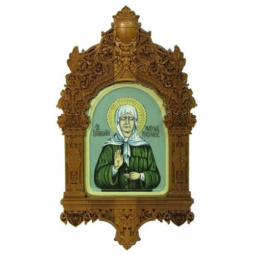 Рукописная икона Блаженная старица Матрона Московская на кипарисе 15*20см 999-RTI-45EAk