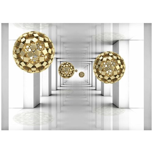 Золотые шары 3D - Виниловые фотообои, (211х150 см)