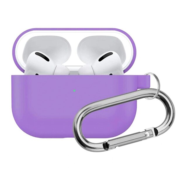 Силиконовый Чехол для Airpods Pro Фиолетовый с карабином