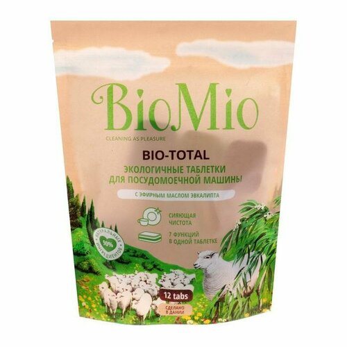 Таблетки для посудомоечных машин BioMio BIO-TOTAL, с маслом эвкалипта, 12 шт