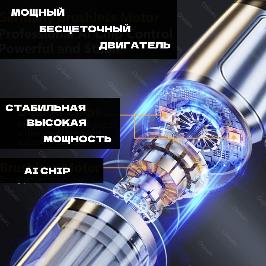 Беспроводной автомобильный ручной пылесос 3 в 1 — фото 5