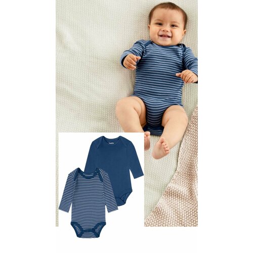 фото Боди lupilu для мальчиков, 2 шт., размер 74/80 (6-9 месяцев), синий