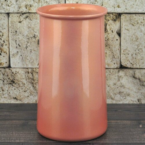 Ваза для цветов керамическая декоративная интерьерная Глянец цилиндр персик h24см (V44) красивая + Кристафлор