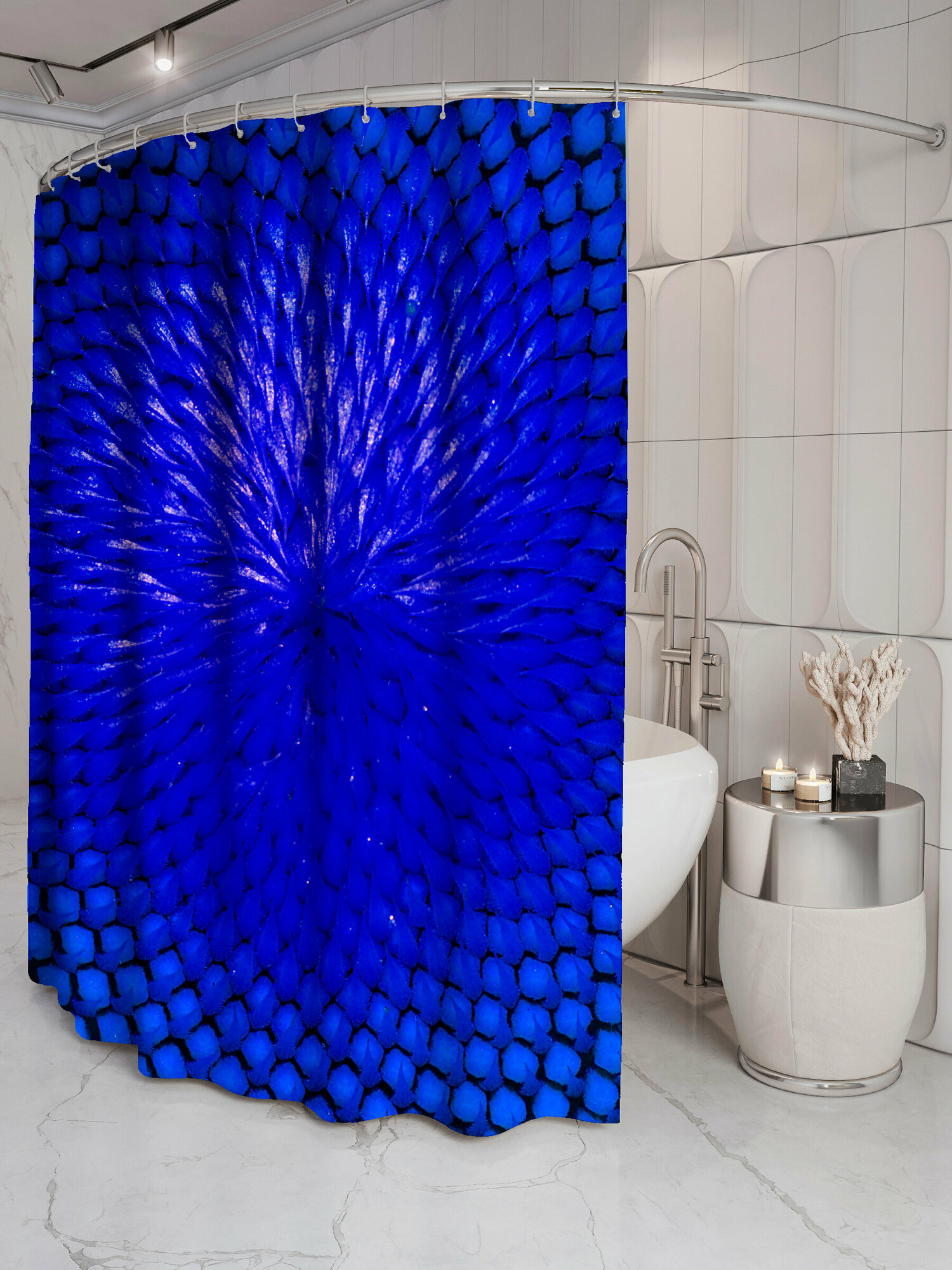 фото Штора для ванной "Синий флай",170x200 см с кольцами