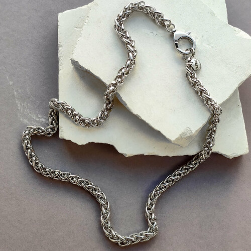 Колье Hitrospletenia, длина 61 см, серебристый