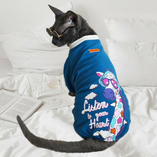 Комбинезон-пижама для собак PAWSTAR. Размер XL. Костюм жираф. Цвет бирюзовый. 100% хлопок. Обхват груди 47-54 см. Одежда мелких и средних пород