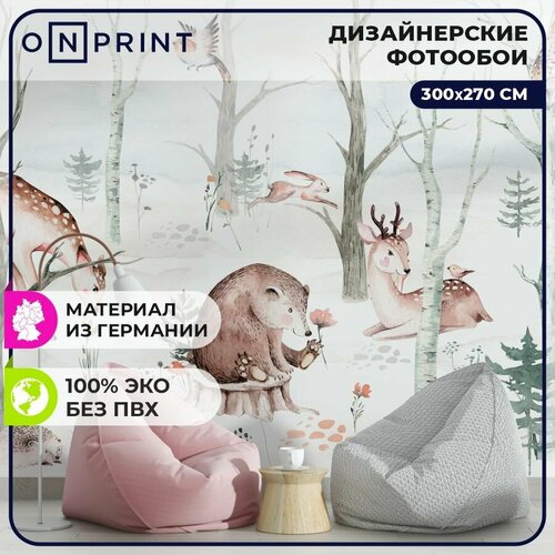 OnPrint Фото обои бумажные в комнату детскую WFOREST Животные Олень Фотопано 300х270