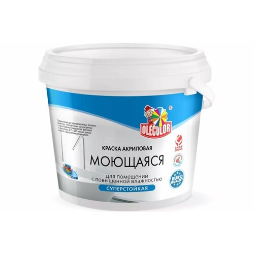 Краска водно-дисперсионная моющаяся белая матовая Olecolor (7 кг)