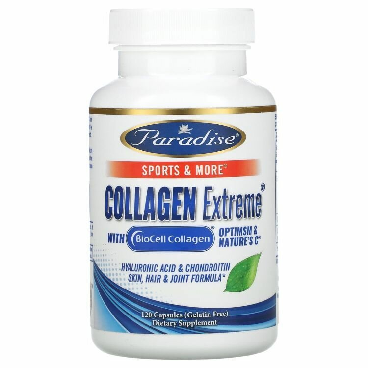 100% iHerb-Paradise Herbs, Collagen Extreme с коллагеном BioCell, OptiMSM и натруальным витамином C, 120 капсул