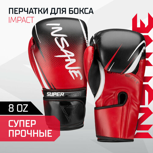 Перчатки боксерские INSANE IN24-BG003 IMPACT, красный, 8 OZ черный, красный, черный