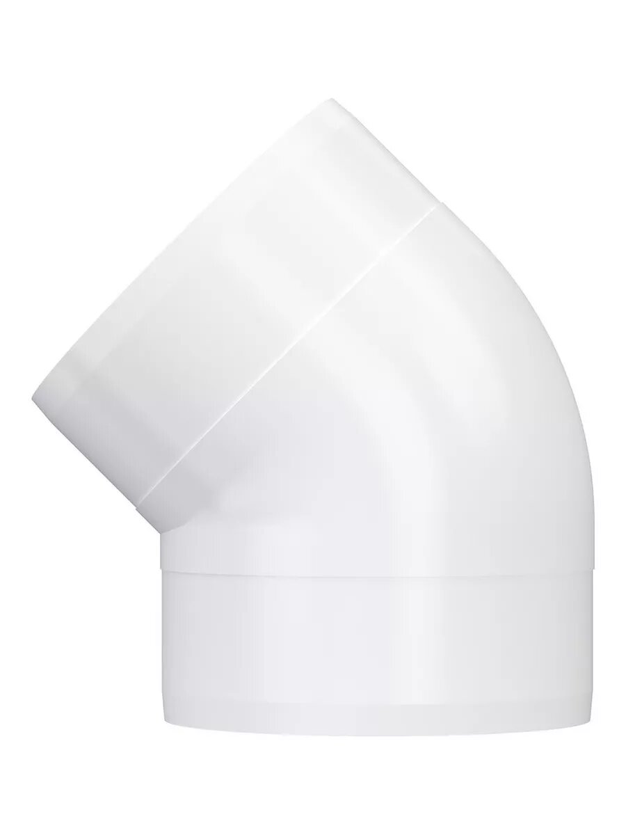 Колено отвод 100 мм для круглых воздуховодов 10ККП 45°, диаметр 100 мм, угол 45°, пластик белый, круглый, ERA — фото 1