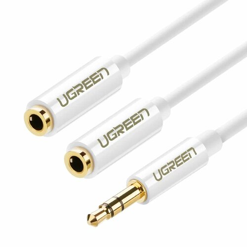 Разветвитель 3.5 Jack (M) - 2x 3.5 Jack (F), 0.25м, UGREEN AV134 White (10739)