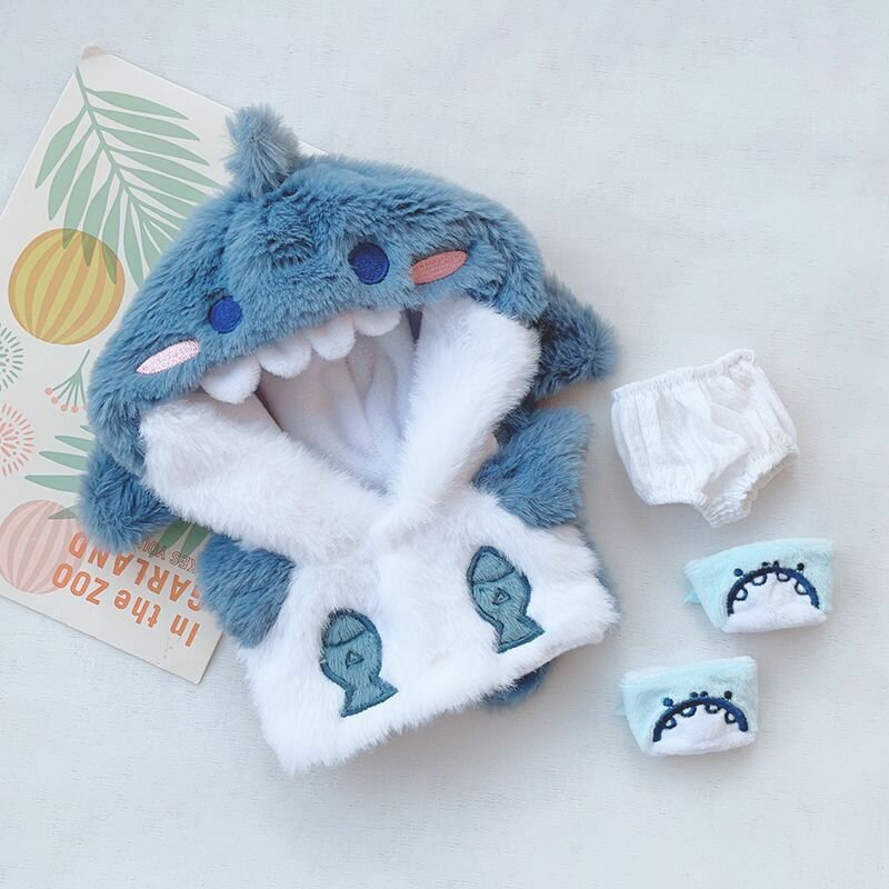 3шт/комплект одежды для кукол Idol 20см плюшевый комбинезон акулы подходит для хлопковых кукол(без куклы)