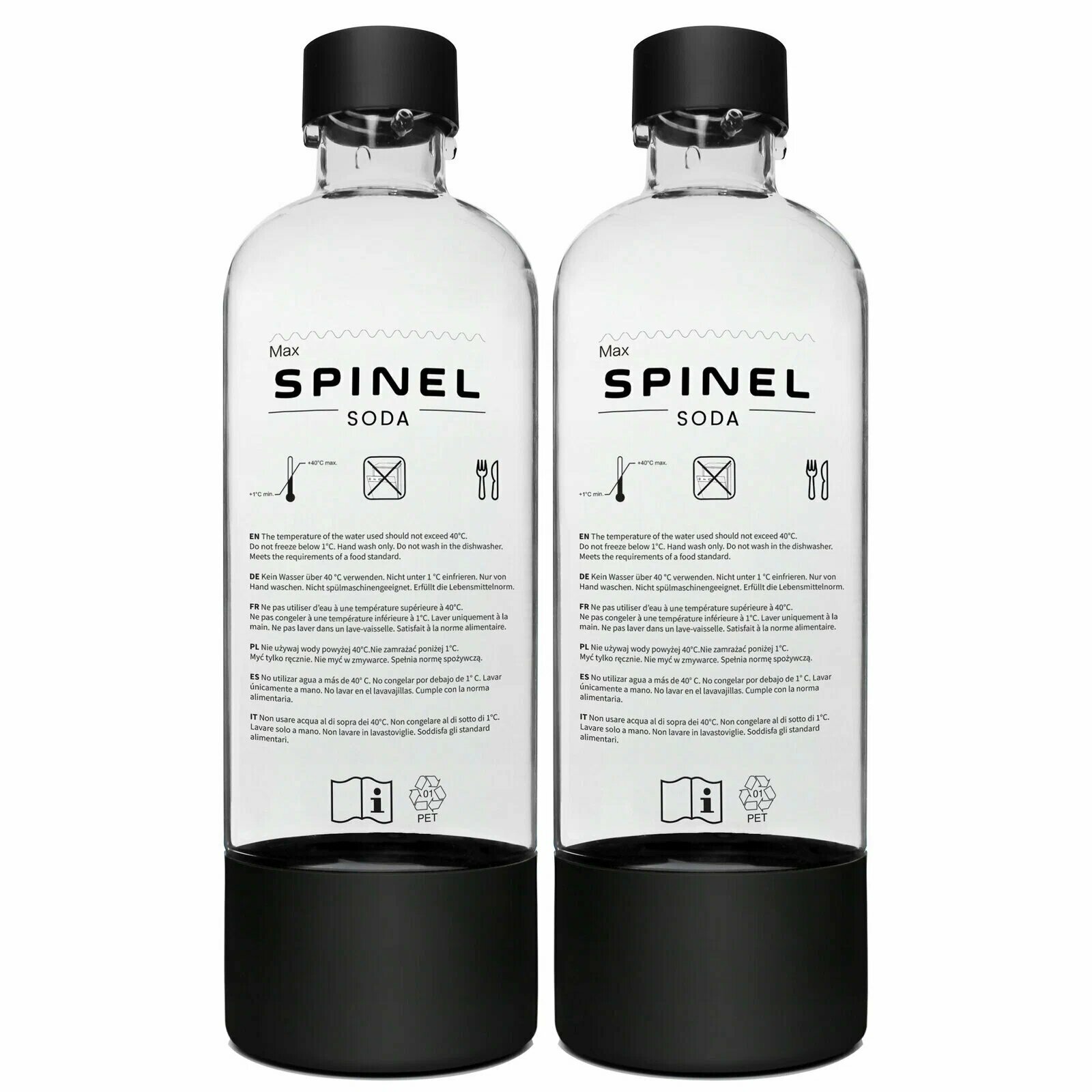 Изображение Сифон для газирования и карбонизации воды SPINEL Soda BubbleON, 1000 мл х 3, цвет черный