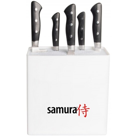 Картинки Подставка для ножей универсальная Samura , 230x225x82 мм, пластик (белая) (KBH-101W/K)