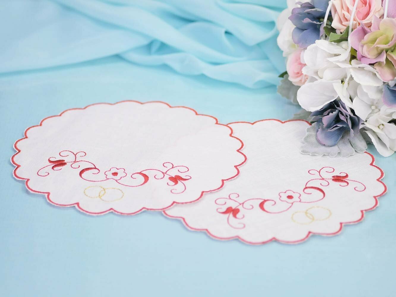 Салфетки для венчания "S-01", 100% лён, вышивка, комплект 2 шт