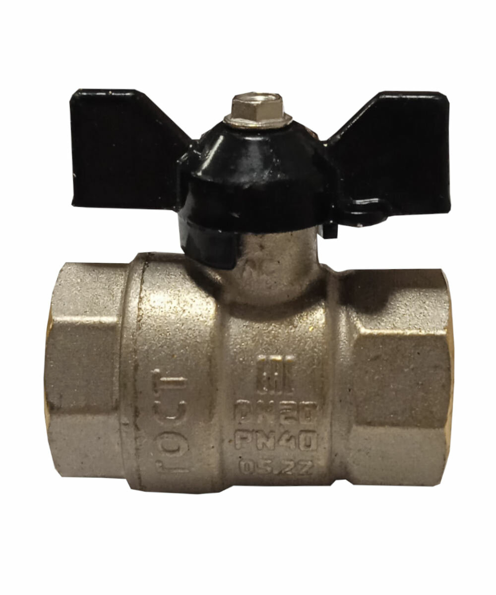 Кран шаровый латунный 3/4" LD Pride 47.20. В-В. Б Ду20 бабочка (4МПа, Т150, L55) — фото 1