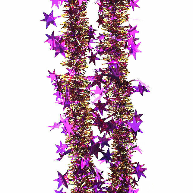 Мишура Звездопад 2 м*32 мм золотая с сиреневым MOROZCO М1204