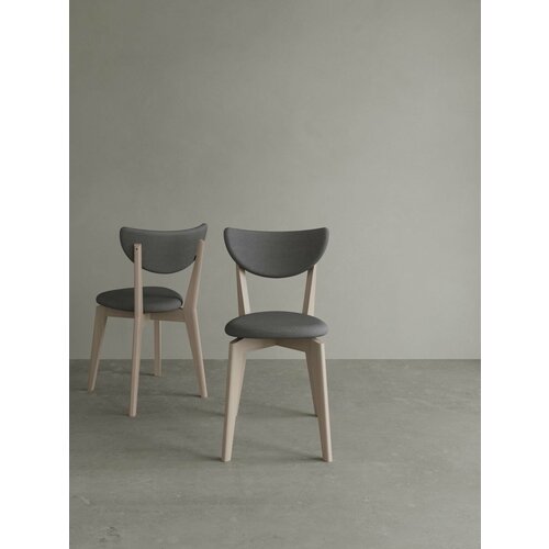 фото Стул для кухни rogoletto comfort, мягкий со спинкой, массив дуба, серый + белёный, 1 шт place it home