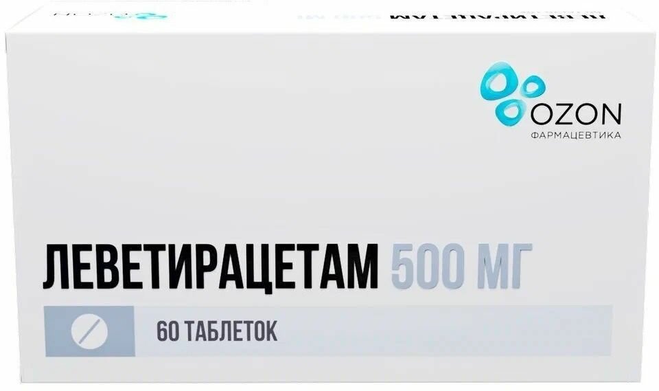 Леветирацетам, таблетки, покрытые пленочной оболочкой 500 мг, 60 шт.