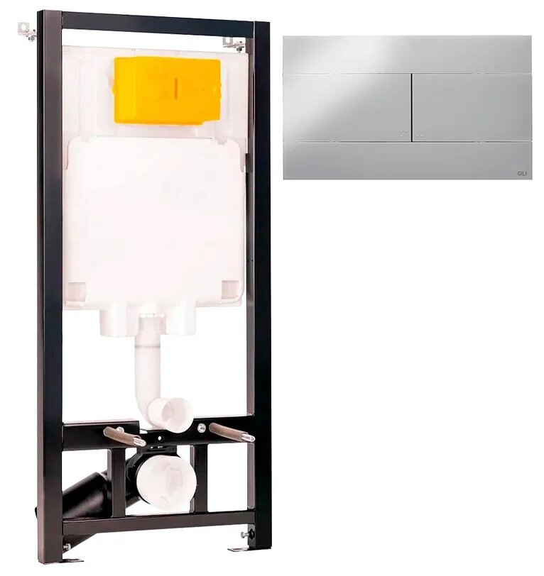 Инсталляция с кнопкой OLI 80 ECO Sanitarblock mechanic цвет черный крепление к полу и стене с регулировкой по высоте
