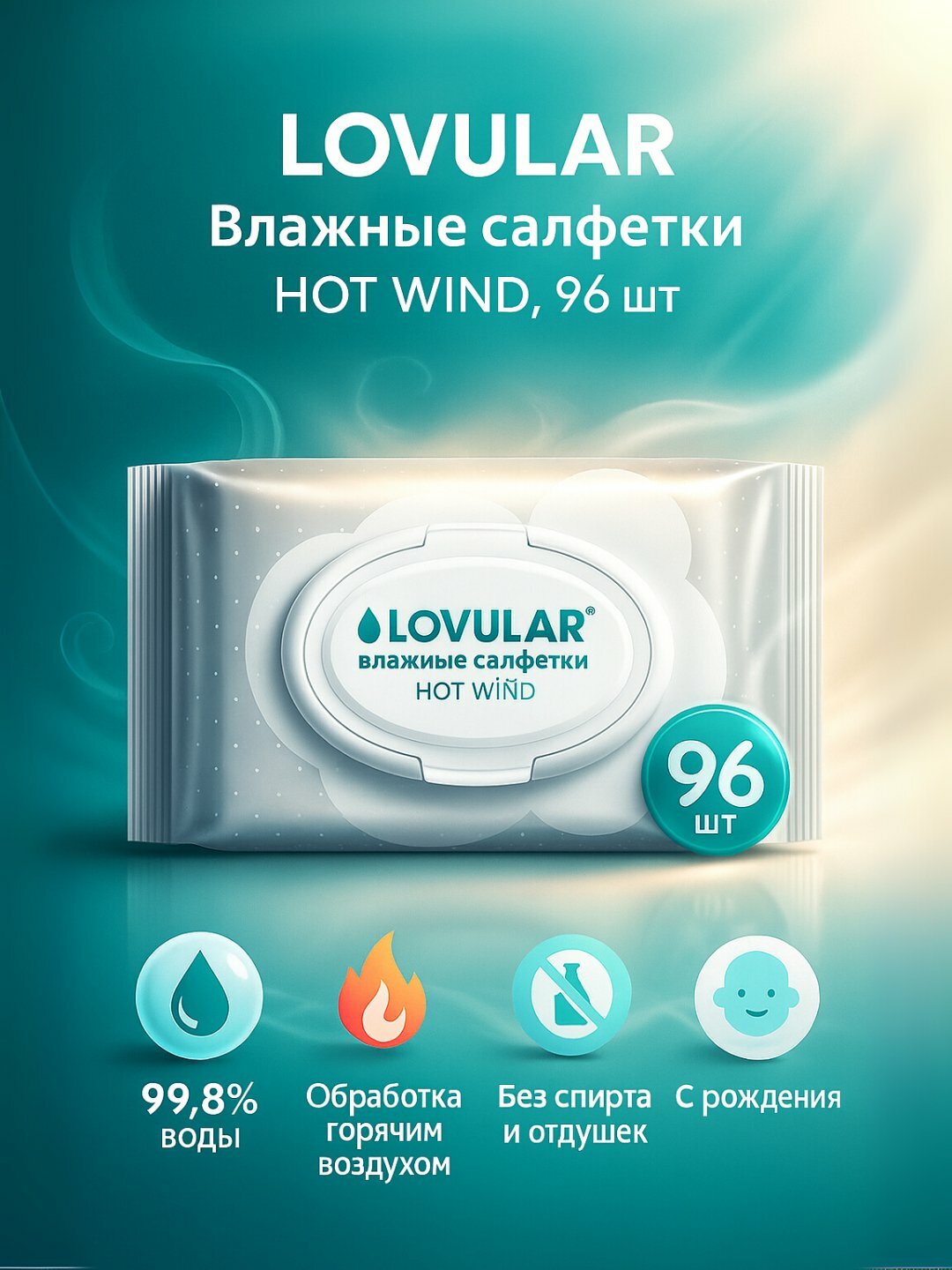 Влажные салфетки Lovular, фито/классик/Halal/Hot Wind, 40–100 шт, гипоаллергенные