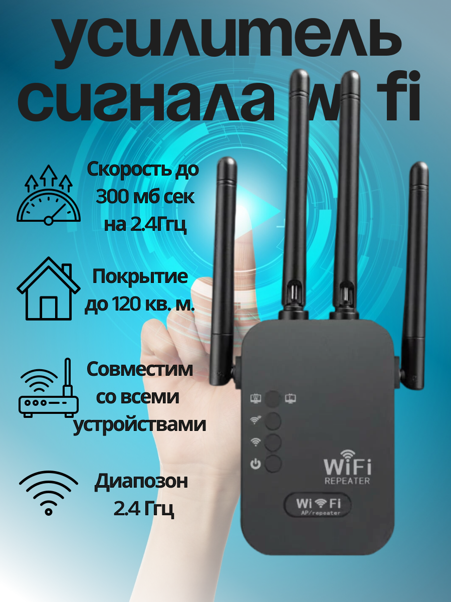 Усилитель Wi-Fi сигнала, расширитель зоны покрытия, репитер беспроводной