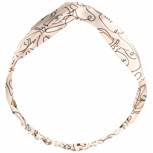 Повязка для волос, 26 см, сатин, бежевая, Лица, Face