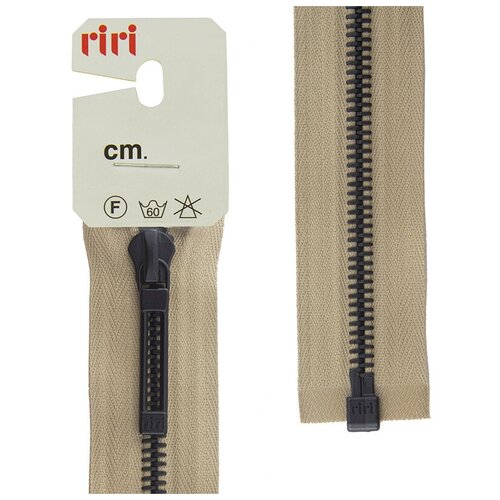 фото Молнии riri звено bi, слайдер stab, разъёмная, 1 замок, 6 мм, 60 см, цвет 2212, бежевый