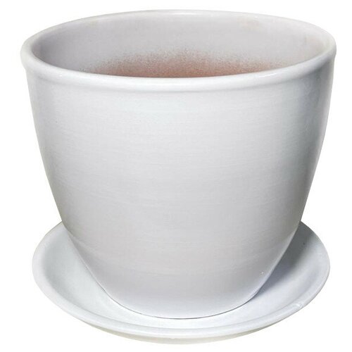 Горшок керамический с поддоном тюльпан 1л d15см h13см белый 1501₽