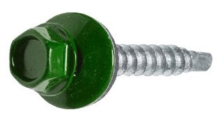 Саморез кровельный 4.8х19 мм цинк, шайба с прокл, PT3, RAL 6002 (100 шт в пласт. конт.) STARFIX (по металлу, цвет лиственно-зеленый) (SMP2-74464-100)